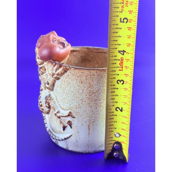 Vintage Japan Art Pottery Prehistoric Lizard Fangs Glazed Stoneware Mugs - Picture 11 of 11